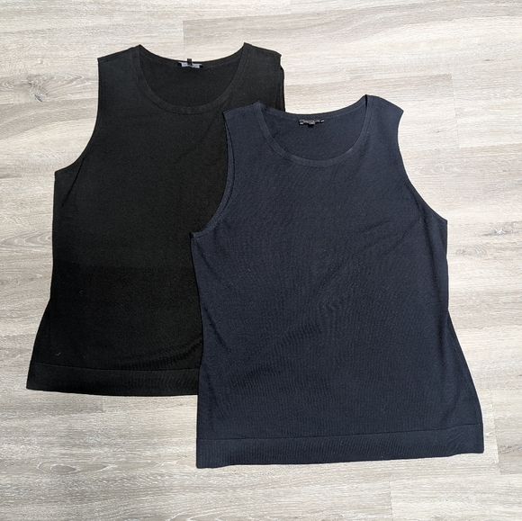 Lafayette 148 Knit Tank Size XL Bundle Of 2 Tops Blue & Black - Picture 1 of 7